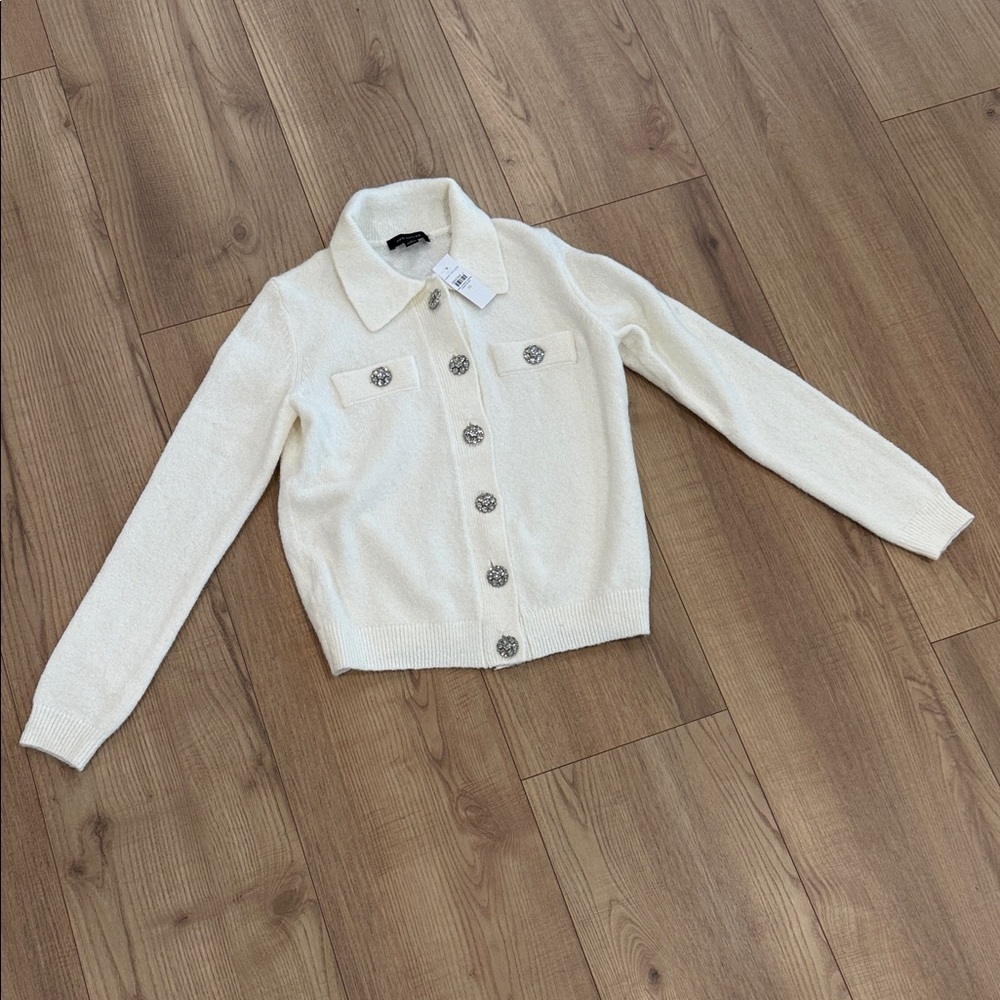 Ann taylor Cream Button-Up Cardigan